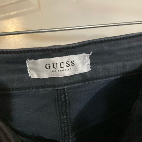 GUESS Womens Claudia Tinsel Blend Lace-Trim Denim Shorts Black 27 - Picture 7 of 9